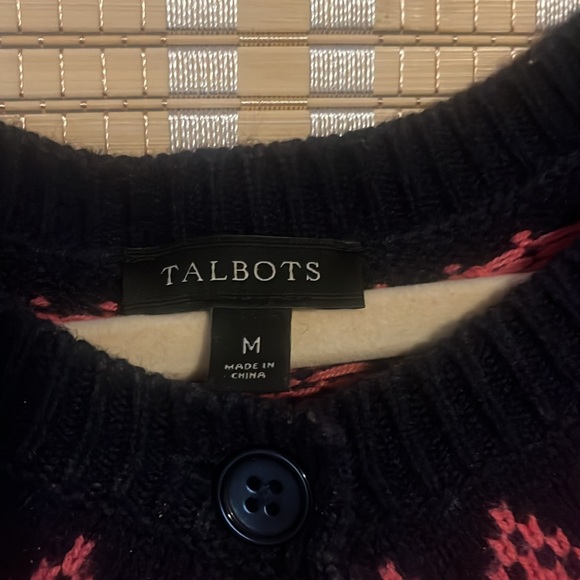 Talbots Lambswool Blend Fair Isle Nordic Sweater Navy Women Size M - Picture 2 of 4